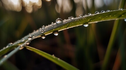 Naklejka premium dew drops on grass