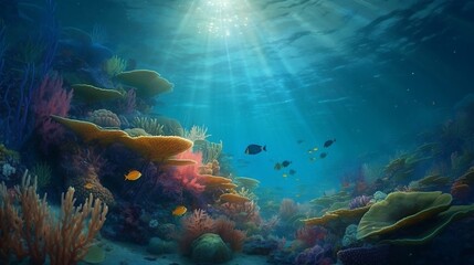 Fototapeta na wymiar coral reef and fishes wallpaper
