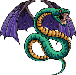 vector illustration of Winged Snake on white background