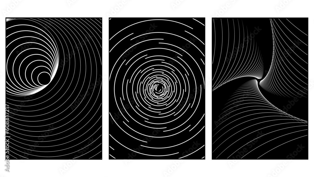 Aufkleber Set of abstract aesthetic y2k geometric elements and 3D wireframe shapes. Black and white retro line design elements. Vector illustration for social networks or posters. EPS 10