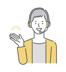 コールセンターでお客様対応をするオペレーターの女性