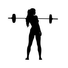 silhouettes of CrossFit woman silhouette. Side profile. Vector illustration, white background