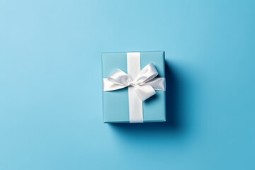Blue gift box on blue background. Father's day concept.. Generative ai