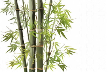 bamboo leaves isolated on white background - obrazy, fototapety, plakaty