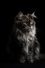 Fototapeta na wymiar maine coon cat on a black background