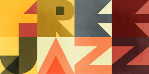 Free Jazz Music Abstract Geometric Vector Seamless Pattern Retro with Texture	