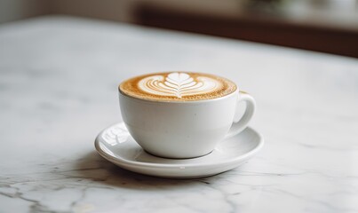  a cappuccino on a saucer on a table.  generative ai