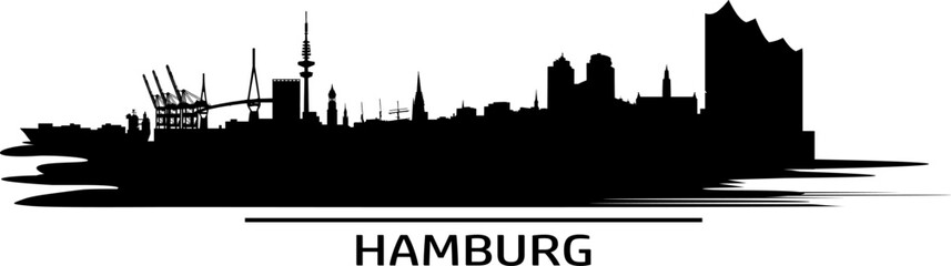 Fototapeta premium Vektor Skyline Hamburg mit Schriftzug
