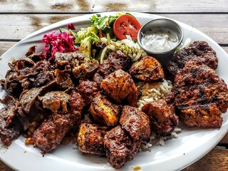 Mixed meat kebab platter