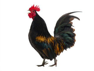 golden rooster isolated on white background