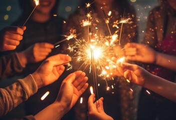 sparklers at a party during the holidays Generative AI