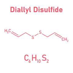 Chemical structure of Diallyl disulfide (C6H10S2). Chemical resources for teachers and students. Vector illustration.