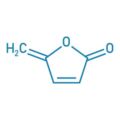Chemical structure of Protoanemonin (C5H4O2). Chemical resources for teachers and students. Vector illustration isolated on white background.