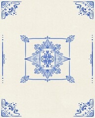  card template with decorative tiles ornamental elements. Islam, Arabic, Portuguese tiles azulejo, turkish, spanish, mexican talavera or ottoman motifs