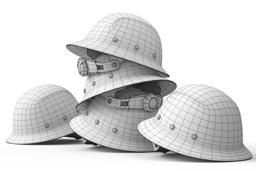 Set of safety helmet or hard cap isolated on white background