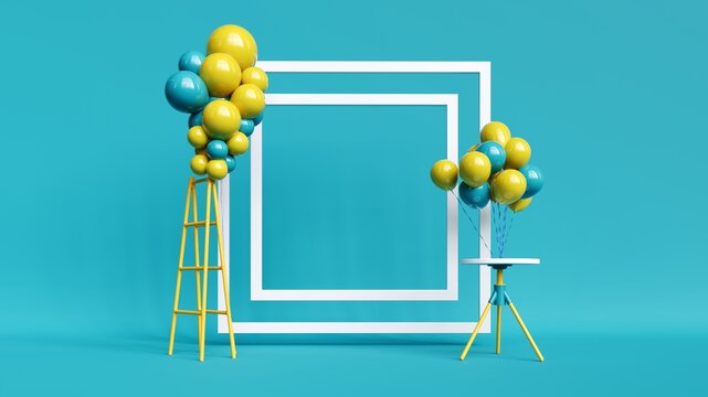 Colourful balloon frame