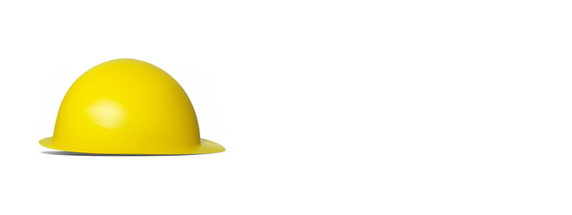 Worker's yellow hard hat. Construction site and workplace safety. White and transparent background. Banner with copy space. Ai generative.