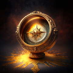 golden futuristic compass, generative ai technology