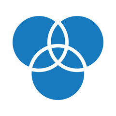 Intersection of three sets circles. Venn diagram of 3 sets. Mathematics resources for teachers and students.