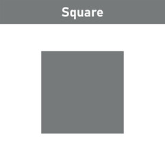 2D square shape in mathematics. Grey square shape drawing for kids isolated on grey background.