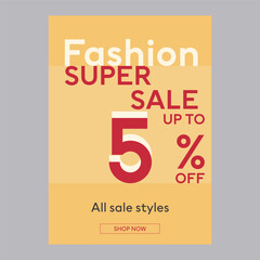 Fashion super sale 5% off discount promotion poster
