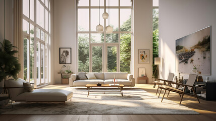 Fototapeta na wymiar Modern living room interior. Generative Ai