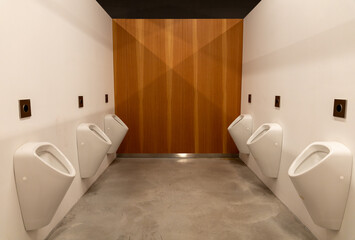 Public male toilet a line of urinals