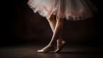 beautiful legs of female classic ballet dancer in pointe. Generative Ai
