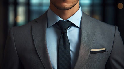 a close up of a man wearing a suit and tie. Generative Ai