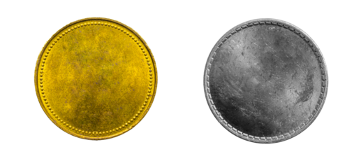 old empty silver, gold coin on a transparent isolated background. png