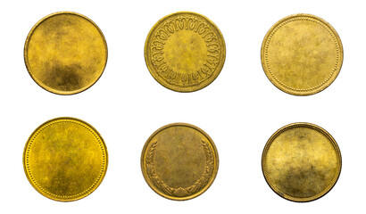 old empty gold coin on a przezroczystym isolated background. png - obrazy, fototapety, plakaty