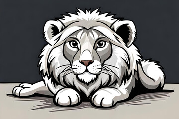 Obraz premium Lion cub coloring page for children and adults. Beautiful drawings with patterns and small details