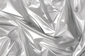 Glossy White Plastic Surface with Textured Cellophane Folds - Generative AI