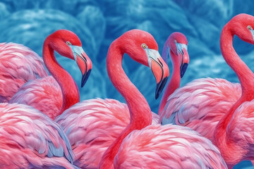 Tropical Delight - watercolor flamingo. Generative AI