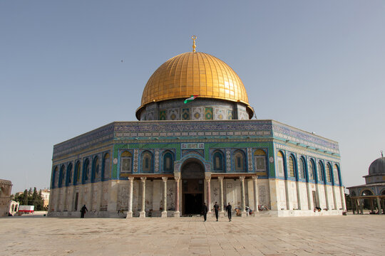The Dome of The Rock in the Mount Temple of old city of Jerusalem. Aqsa Mosque
