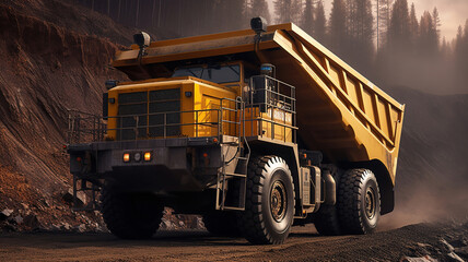 A large quarry dump truck in a coal mine. Generative Ai