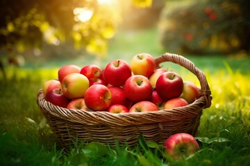 basket full of tasty juicy apples - Generative AI