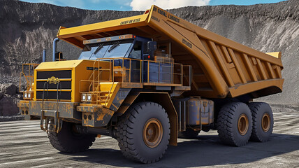 Obraz na płótnie Canvas A large quarry dump truck in a coal mine. Generative Ai