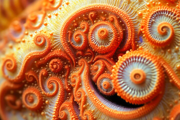 Strange and beautiful formations background, in intricate spiral style surrealist sculpture, generative ai