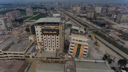Antakya Hatay Turkiye 02 07 2023 earthquake fault line, fault line passing through olive groves and...