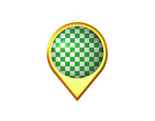 Auto Racing Green Flag Location Marker Icon. Isolated on a White Background. 3d Illustration, 3d Rendering