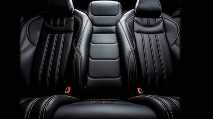 Fototapeta premium back black leather seat of the car isolated. Generative Ai