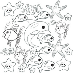 Free vector hand drawn kawaii coloring book illustration