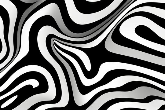 Abstract black and white optical illusion background or backdrop. AI generated, human enhanced.