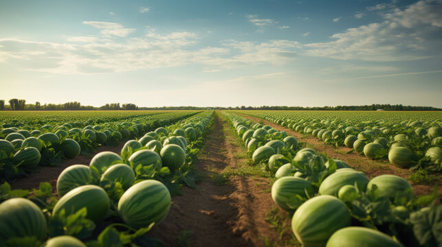 Watermelon field created with generative AI technology