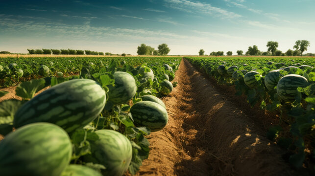 Watermelon field created with generative AI technology