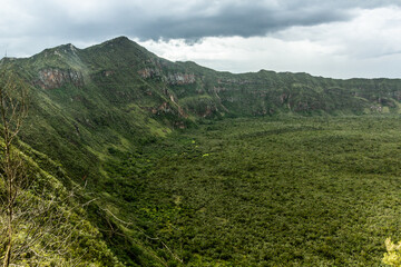 View of the rim of Longonot volcano crater, Kenya