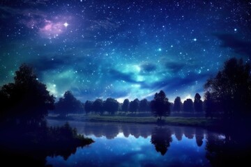 Dreamlike Night Sky Adorned with Stars - Generative AI