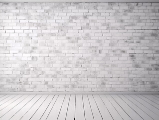 Fototapeta premium Empty room with white brick wall. Generative AI