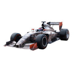 A silver and orange race car on a transparent background png isolated Generative Ai